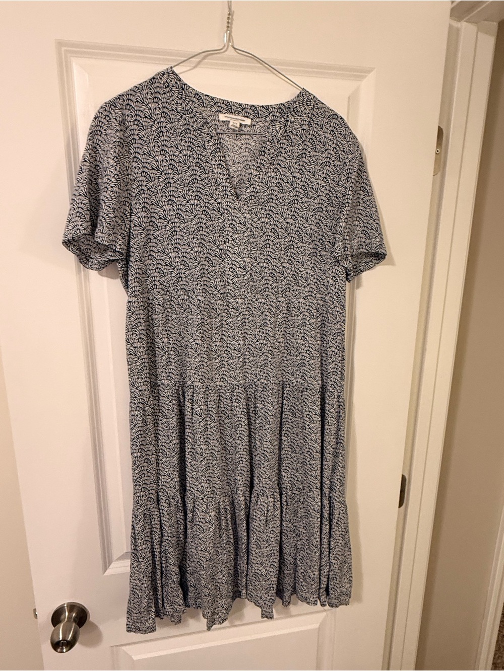 beachlunchlounge Light Blue Printed Short Sleeve Tiered Dress